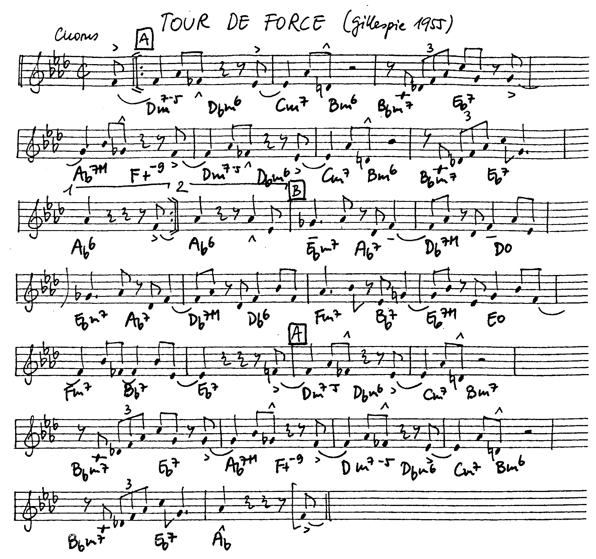 tour de force free jazz leadsheet - Courtesy of the Jungle Jazz Band